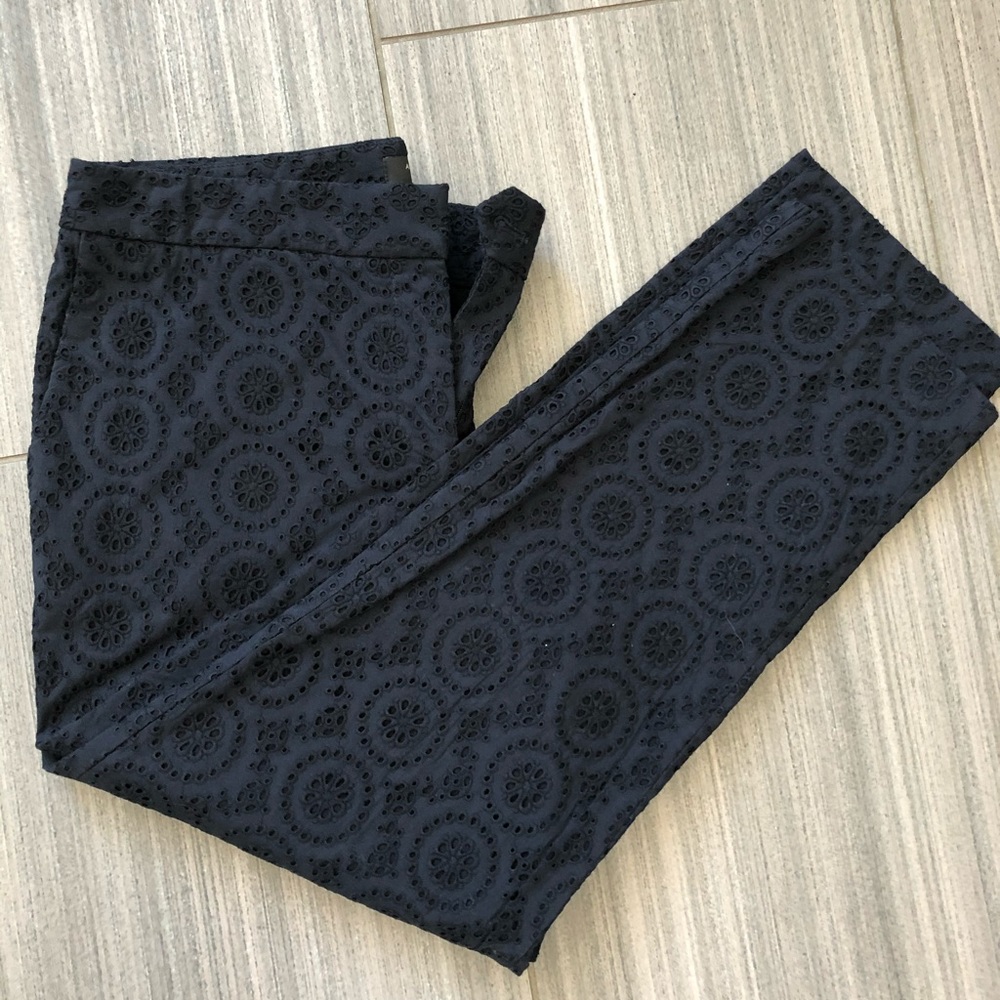 Ann Taylor navy lace ankle pants